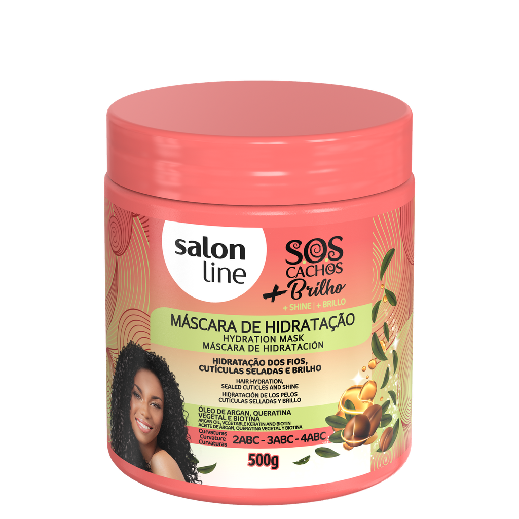 Masque Capillaire - SOS Boucles +Éclat - Hydratation Profonde et Brillance Intense - Salon Line 500g