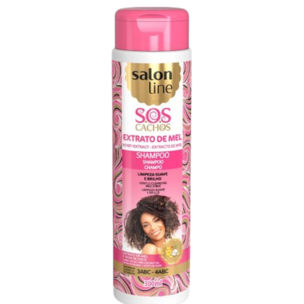 Shampooing - Miel - SOS Cachos Intensos Mel - Nettoie en Douceur et Hydrate les Boucles - Salon Line 300ml