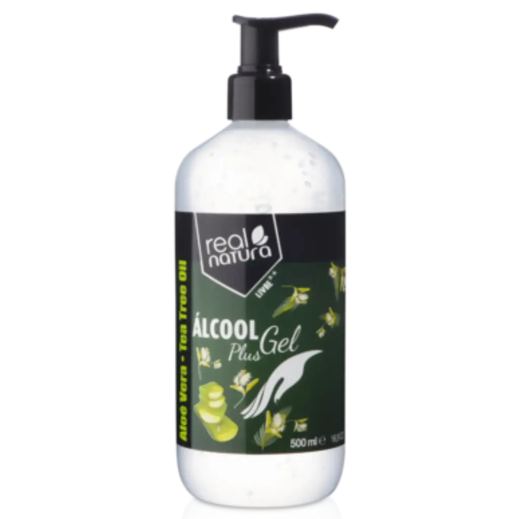 Gel hydroalcoolique hydratant - avec aloès et huile d'arbre à thé - Real Natura 500ml