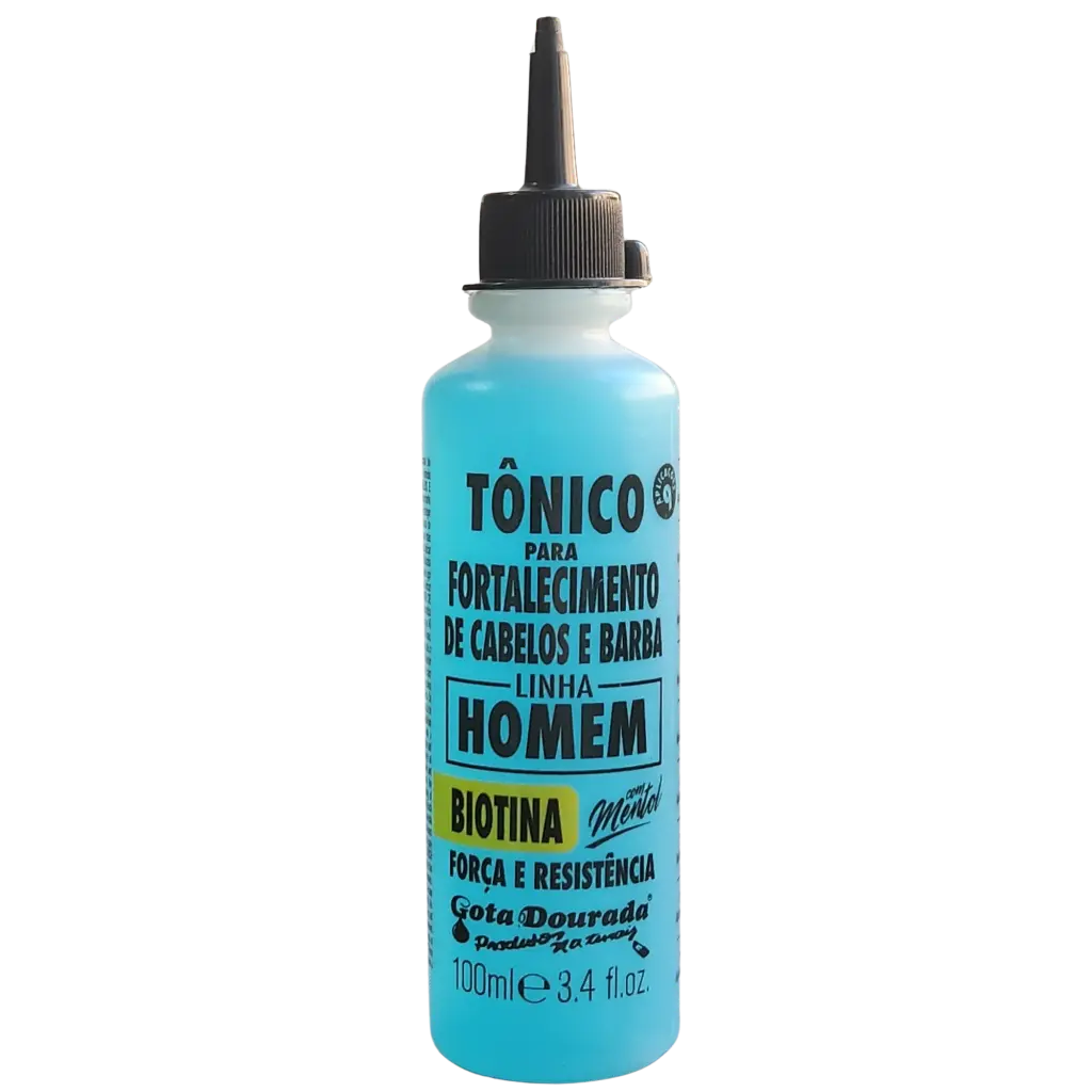 Tonique fortifiant anti-chute pour hommes - cheveux et barbe – Biotine et Menthe - Gota Dourada 100ml
