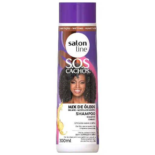 [7898009430248] Shampooing - SOS Boucles - Mélange d'Huiles - Nettoie en Douceur et Nourrit Profondément les Boucles - Salon Line 300ml