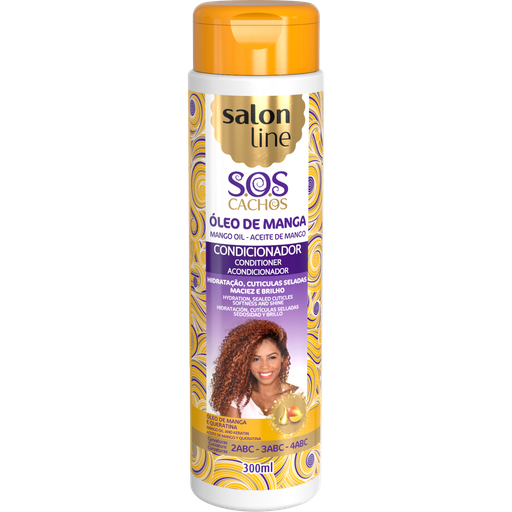 [7898623959897] Après-Shampooing Hydratant - SOS Boucles Huile de Mangue - Hydrate et Nourrit les Boucles - Salon Line 300ml