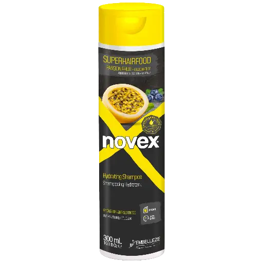 [876120004798] Shampooing Hydratant - SuperHairFood - Fruit de la Passion et Myrtille - Novex 300ml