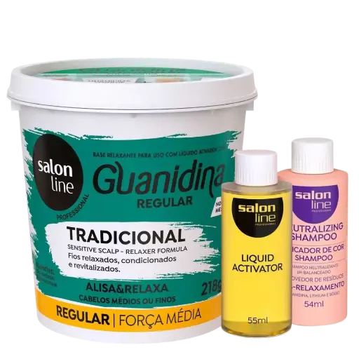 [7908458325221] Défrisant à base de Guanidine - Traditionnel Régulier - Salon Line 218g