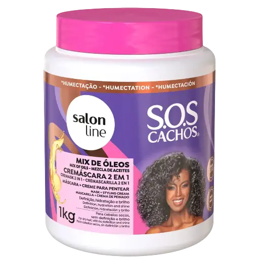 [7908458325443] Masque & Crème Coiffante pour Bouclés et Crépus - Mix Óleos 2em1 - Salon Line 1kg