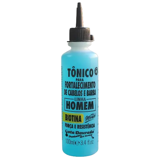 [7897158726509] Tonique fortifiant anti-chute pour hommes - cheveux et barbe – Biotine et Menthe - Gota Dourada 100ml