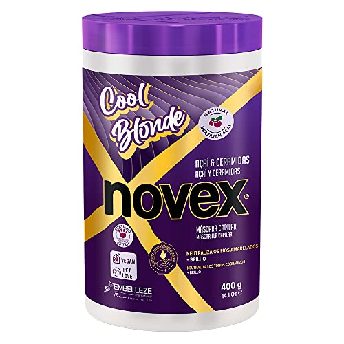 [876120004972] Masque Capillaire - Cool Blonde - Neutralise les Tons Jaunes des Cheveux Blonds et Argentés - Novex 400g